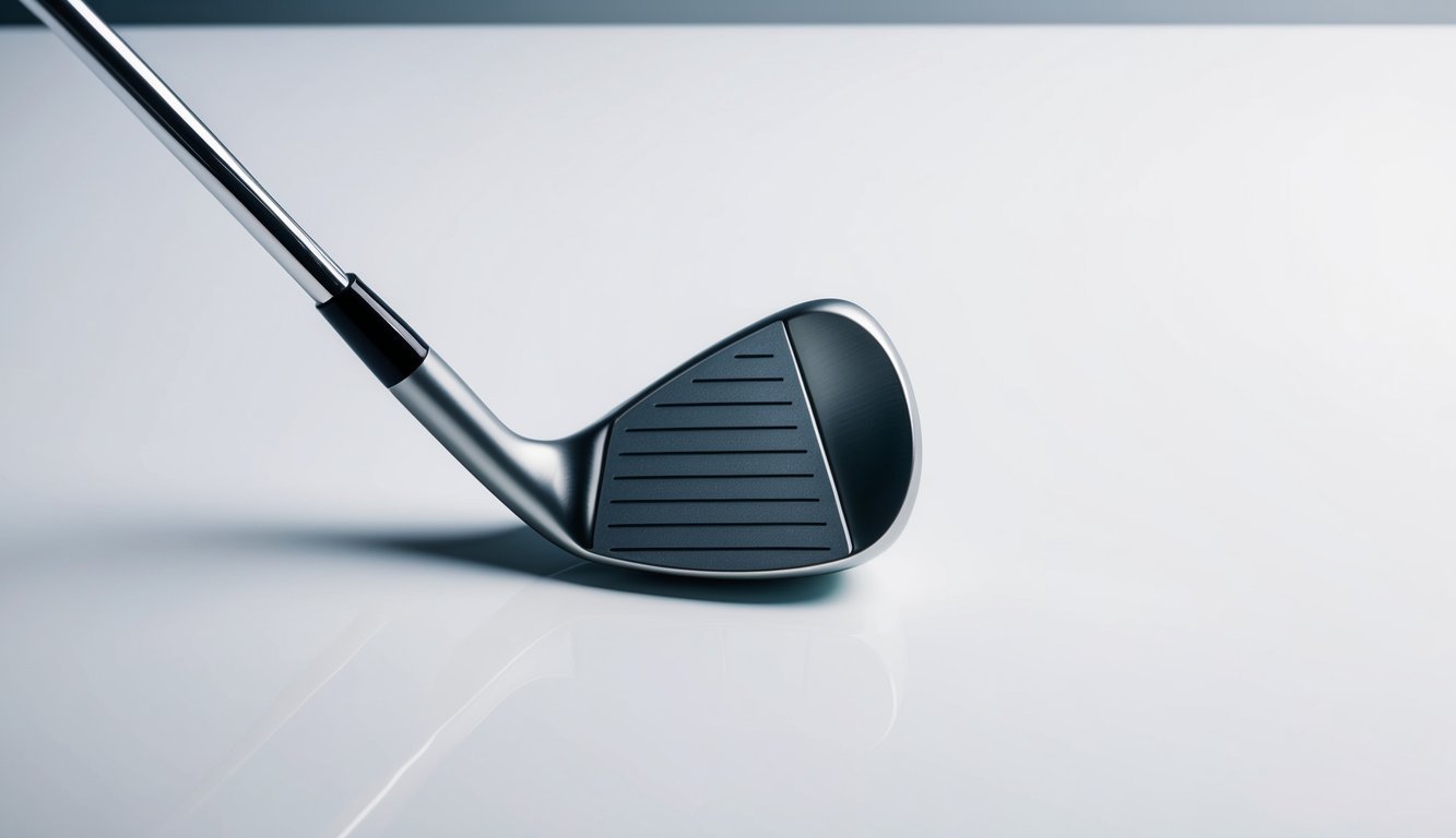 A golf club with adjustable loft and lie angles sits on a clean, white surface, ready for customization