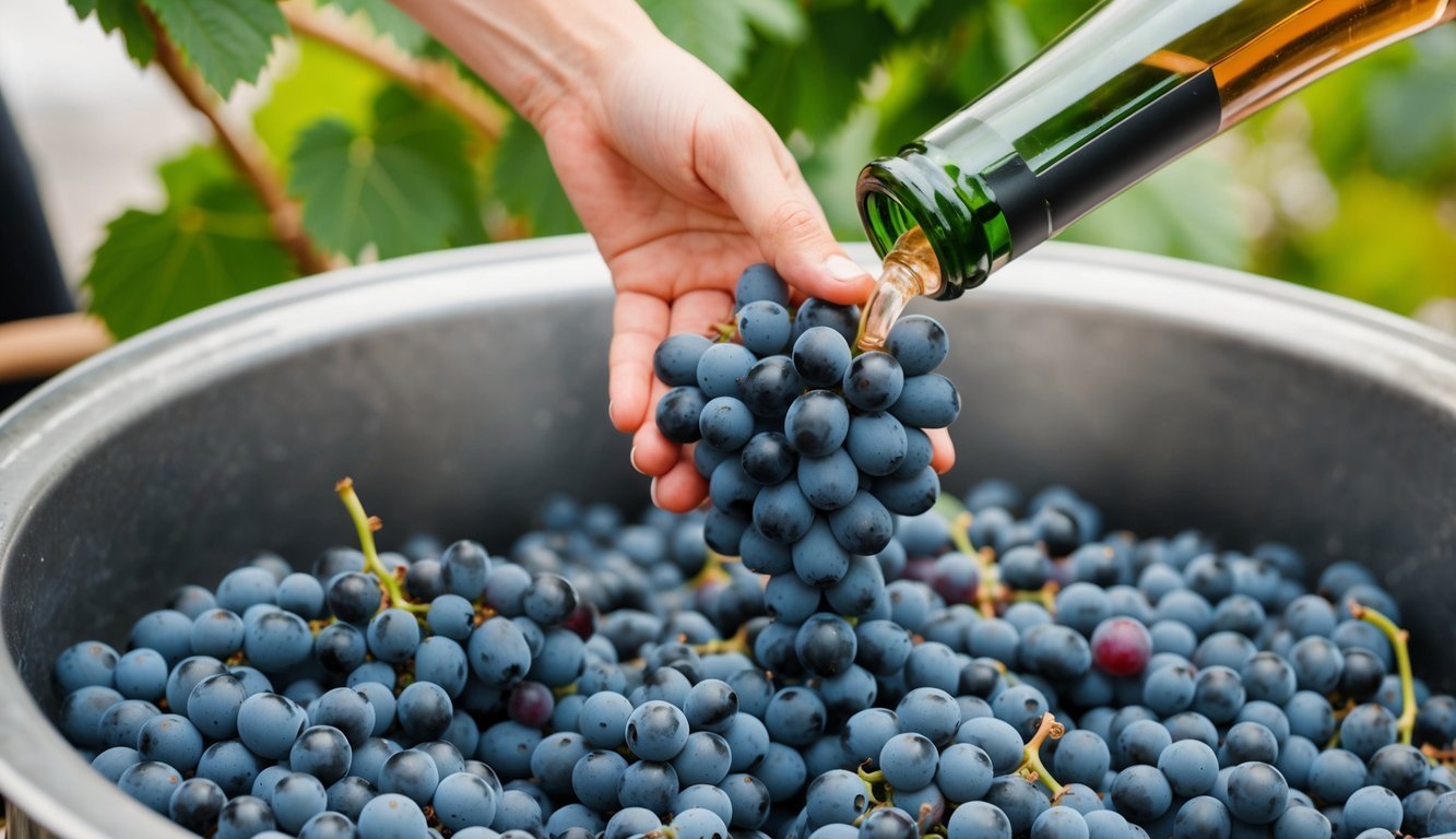 Grapes being gently pressed with minimal skin contact, producing a delicate rosé wine