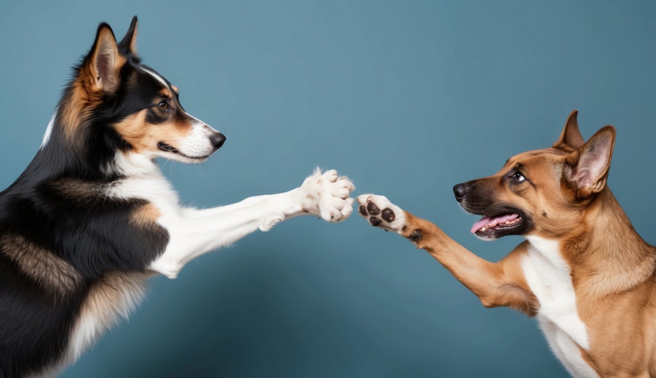A handshake between two animals, one extending a paw in trust