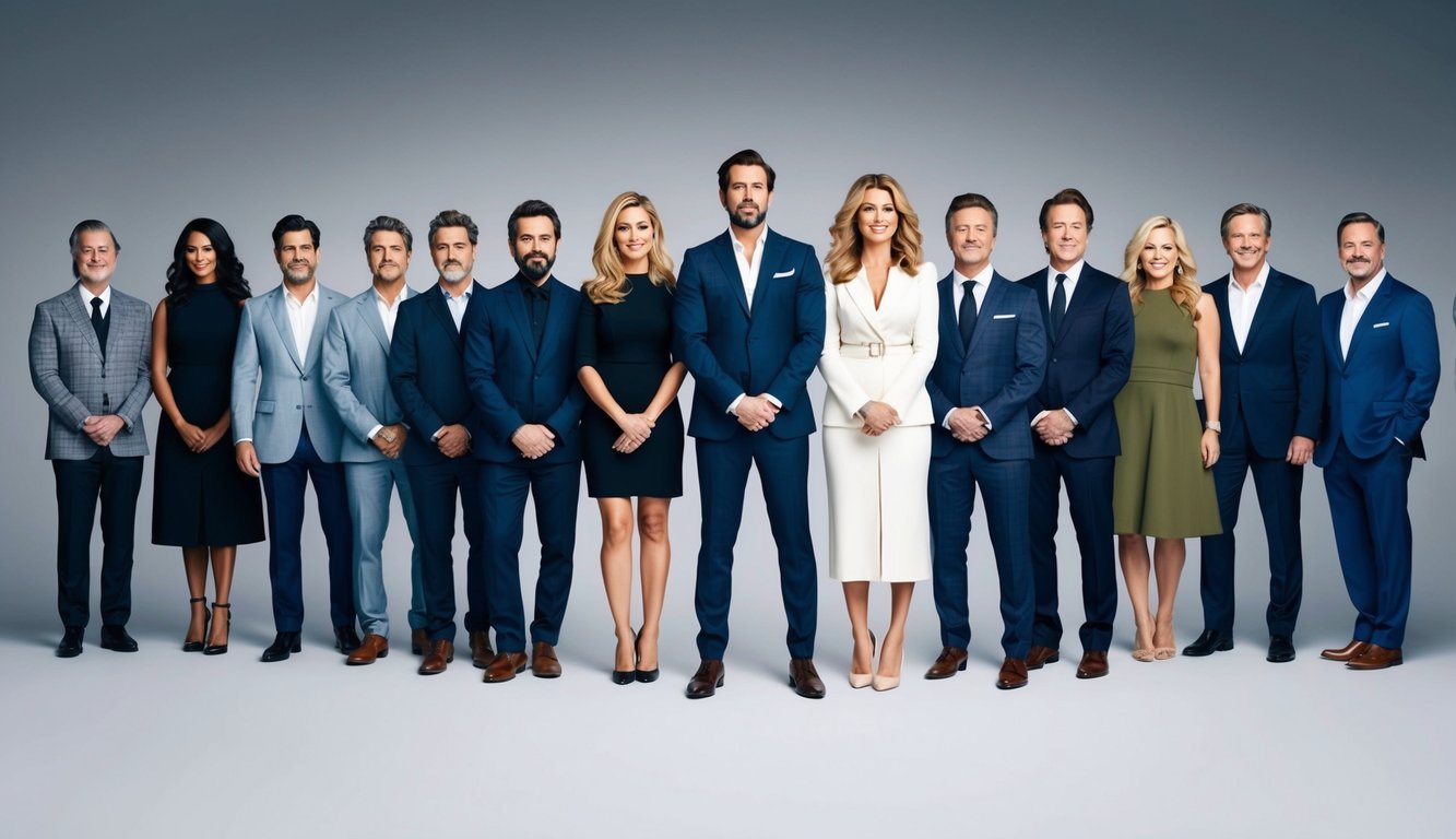 A group of celebrities standing firm in their Christian beliefs, surrounded by symbols of their respective industries