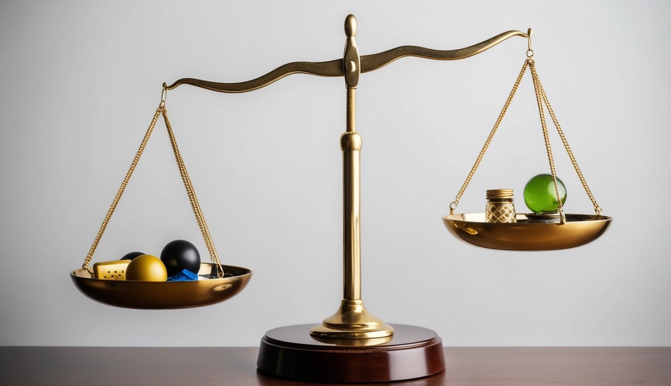 A scale with various objects on each side, symbolizing balance and moderation