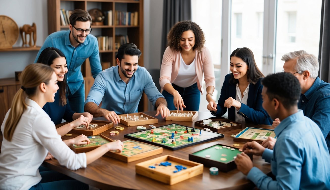 A group of people gathered around a table, playing a variety of forgotten board games from different time periods.</p><p>The room is filled with excitement and nostalgia as players engage in the games