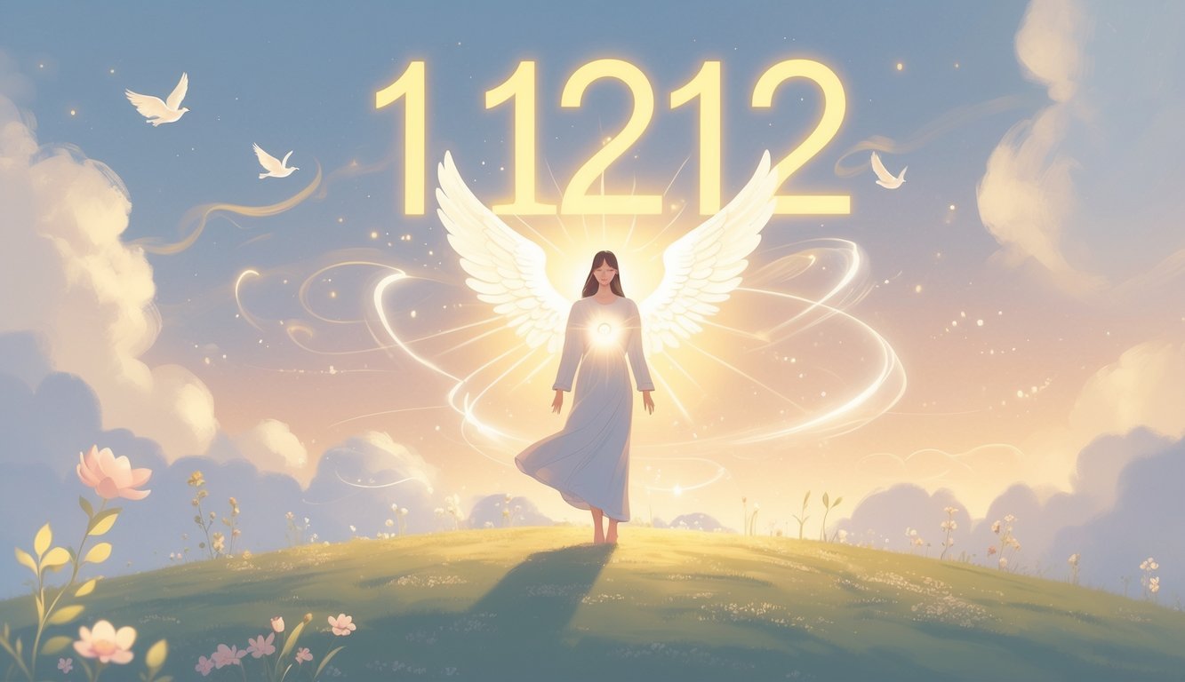 A person standing on a hill at sunrise surrounded by glowing light and natural elements symbolizing growth and spiritual awakening.