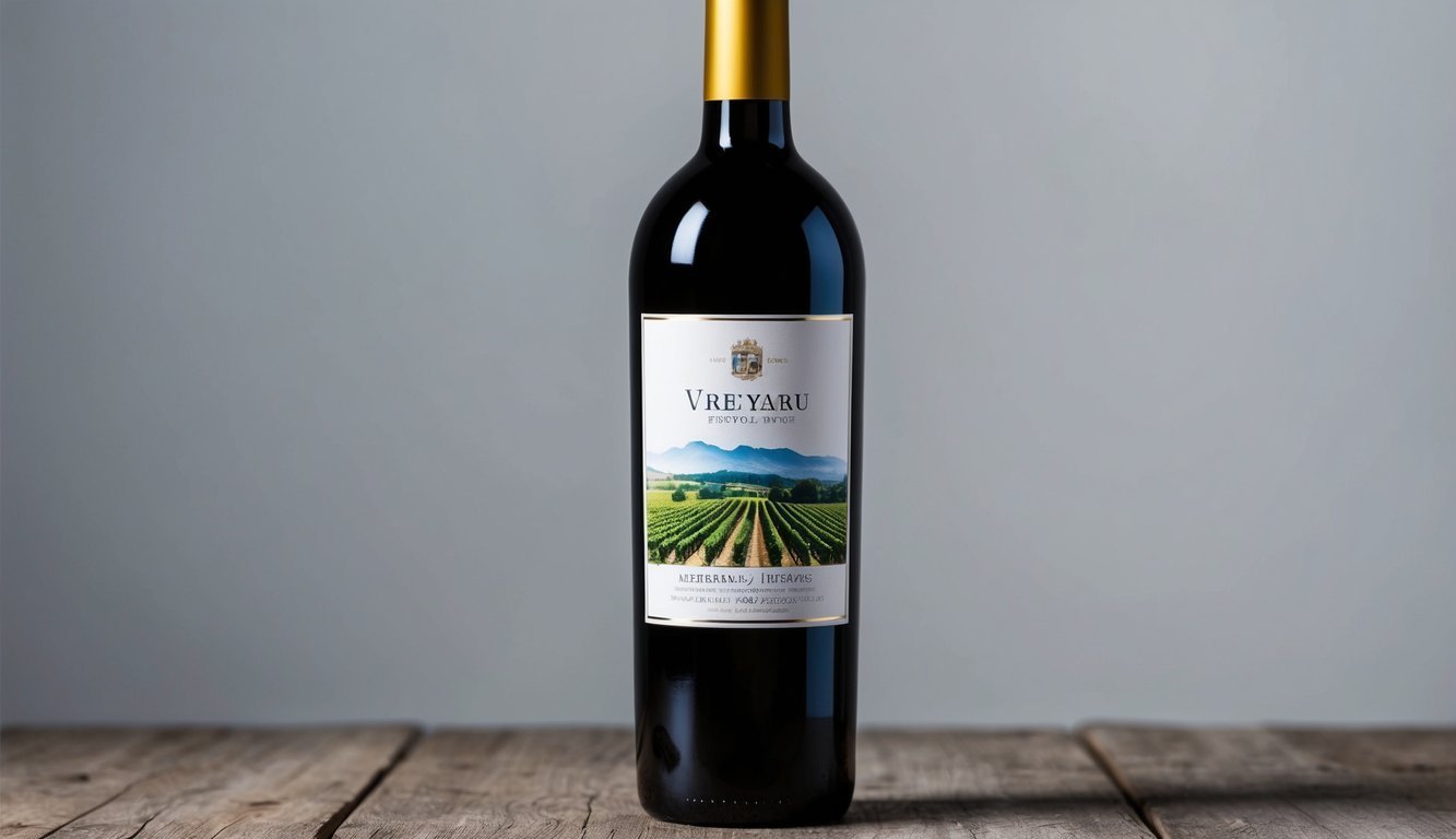 A wine bottle with a label featuring a picturesque vineyard scene, while the ingredients list includes hidden dangers like sulfites and added sugars