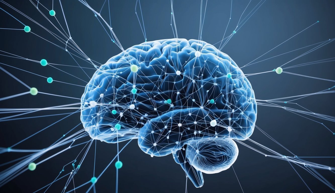 A network of interconnected neurons forming new connections and pathways, representing the brain's plasticity and ability to adapt through learning and experience