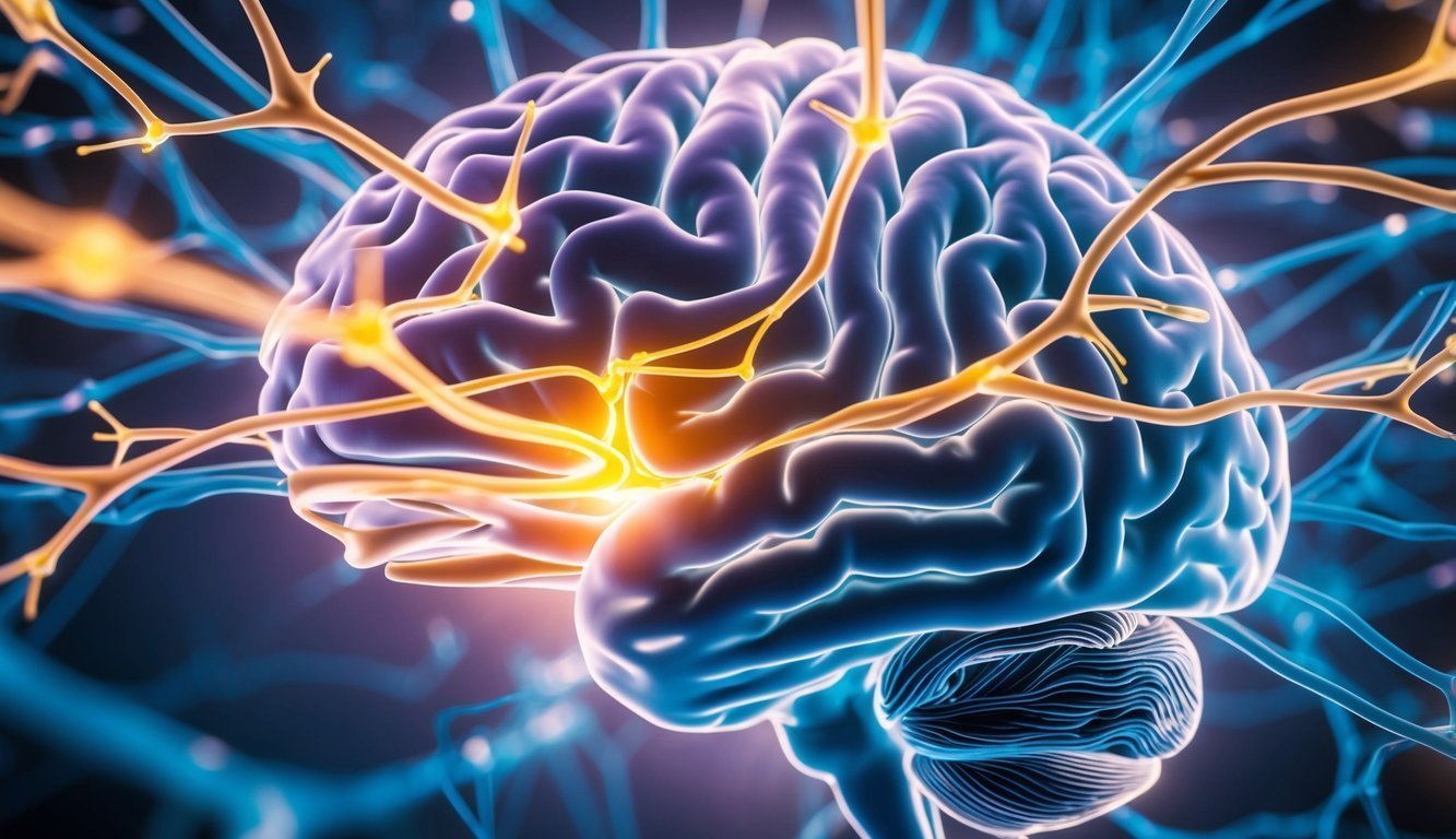 A vibrant network of interconnected neurons forming and reshaping intricate pathways within a brain-like structure