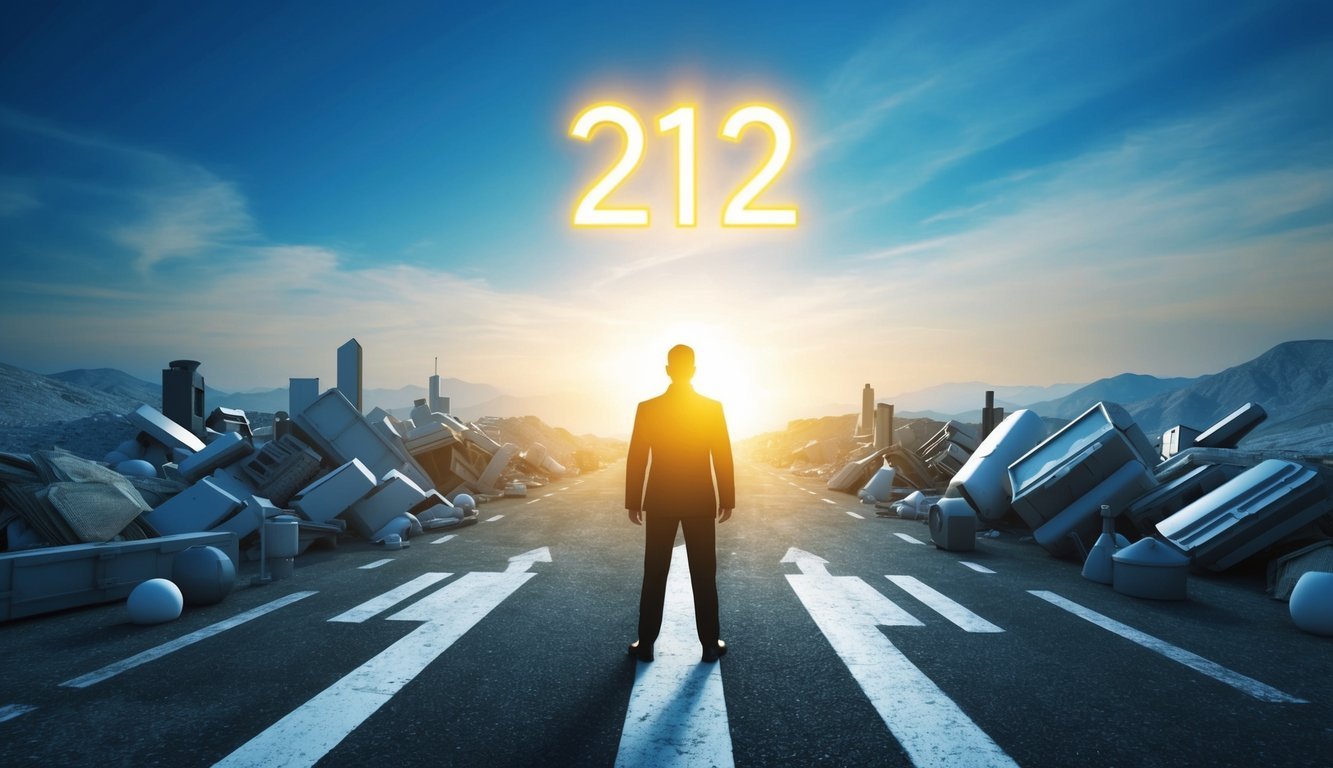 A figure stands at a crossroads, surrounded by obstacles and opportunities.</p><p>A glowing 212 hovers above, symbolizing guidance and support
