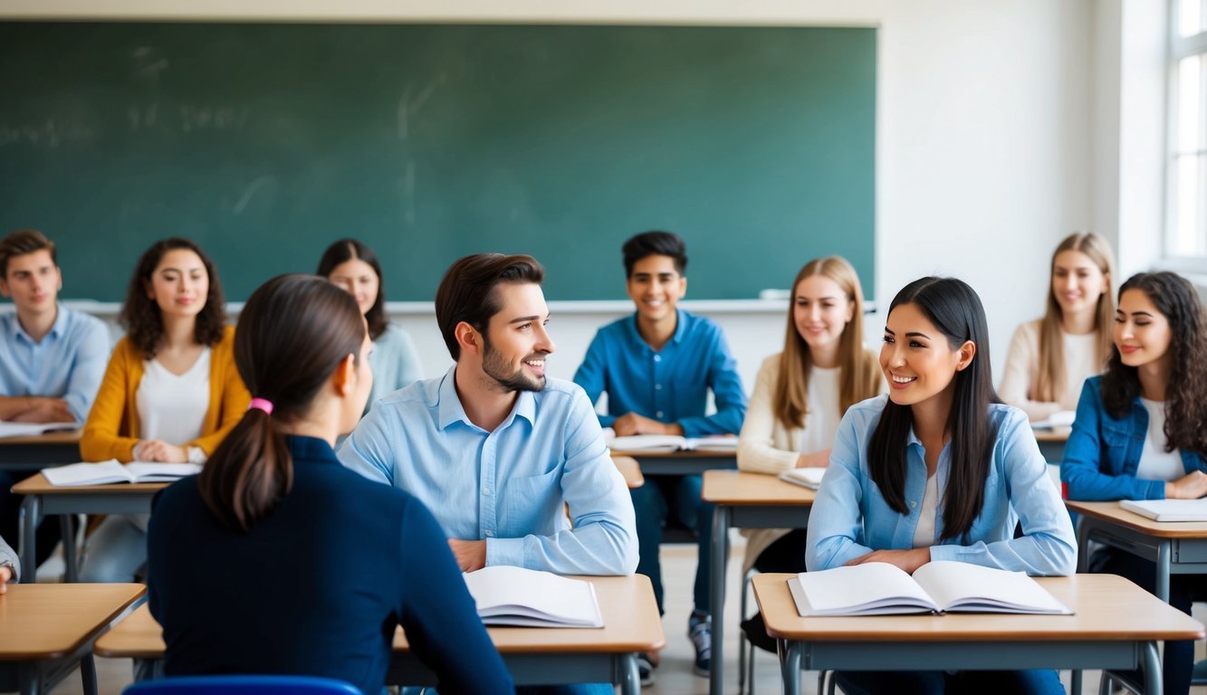A classroom with multiple students, where one or two men dominate the conversation while the women remain largely silent