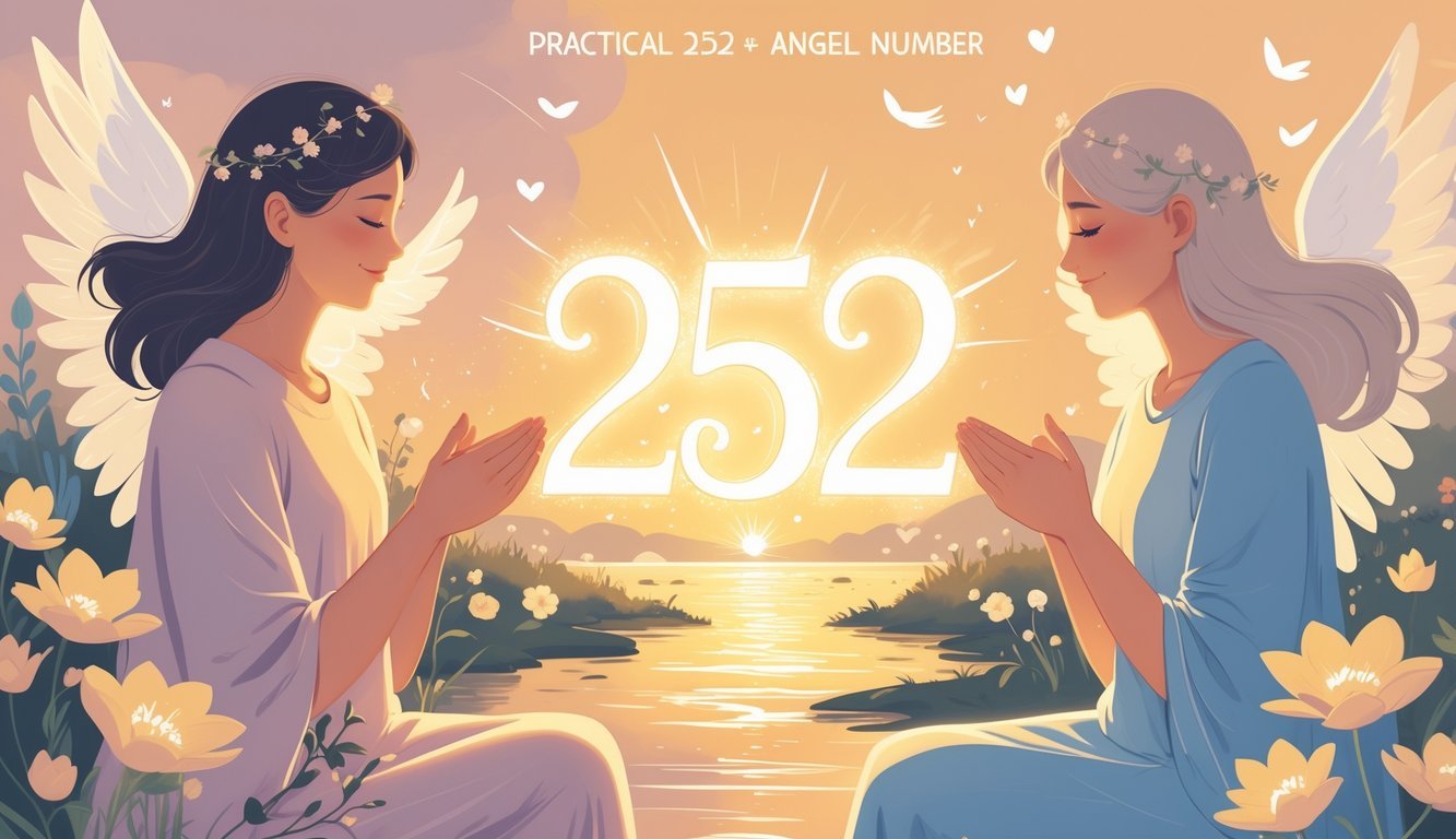 Two people connected by a soft glowing light in a peaceful natural setting with flowers and flowing water, symbolizing balance and connection.