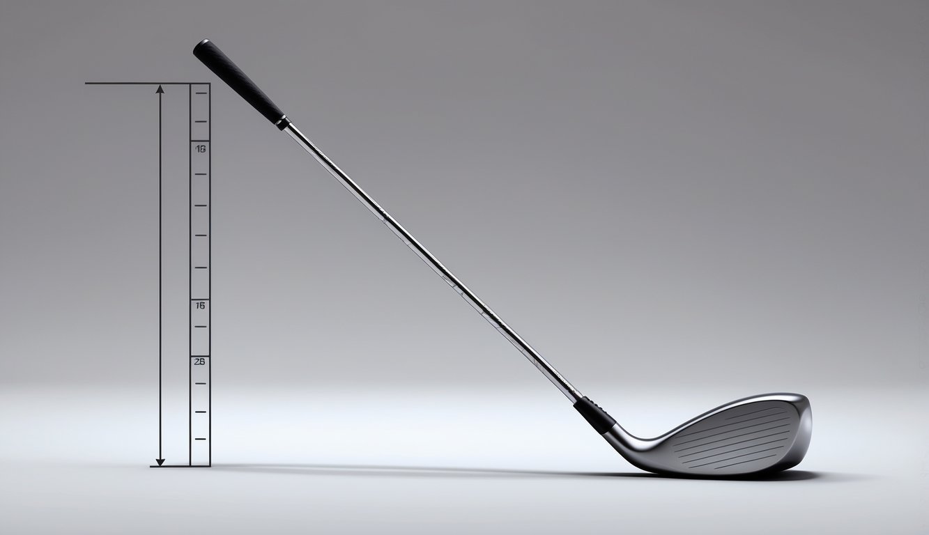 A detailed illustration of a golf driver showing the full length of its shaft with measurement markings along it.
