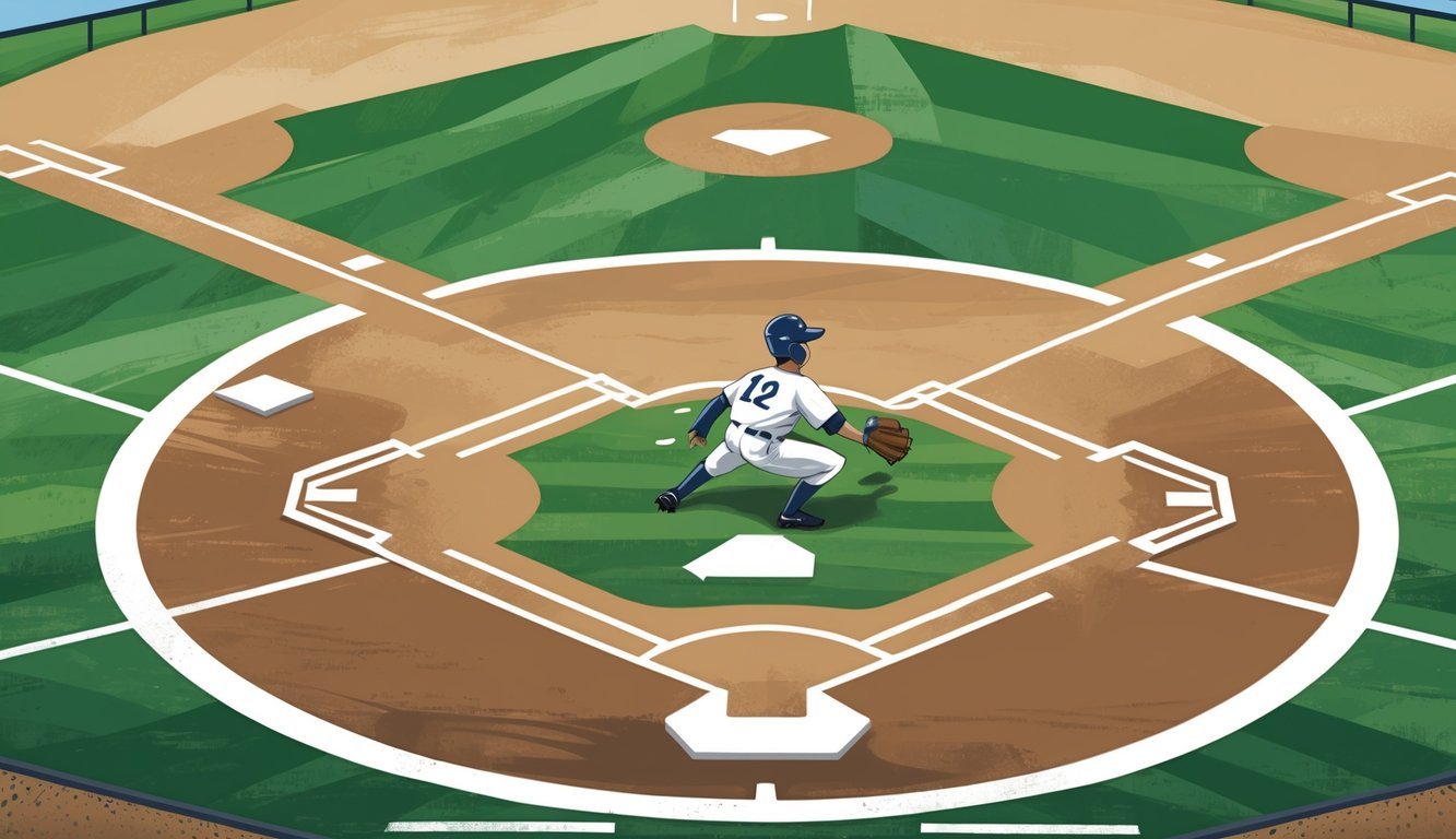 A baseball player sliding into second base while the baseman tries to tag him on a baseball field.