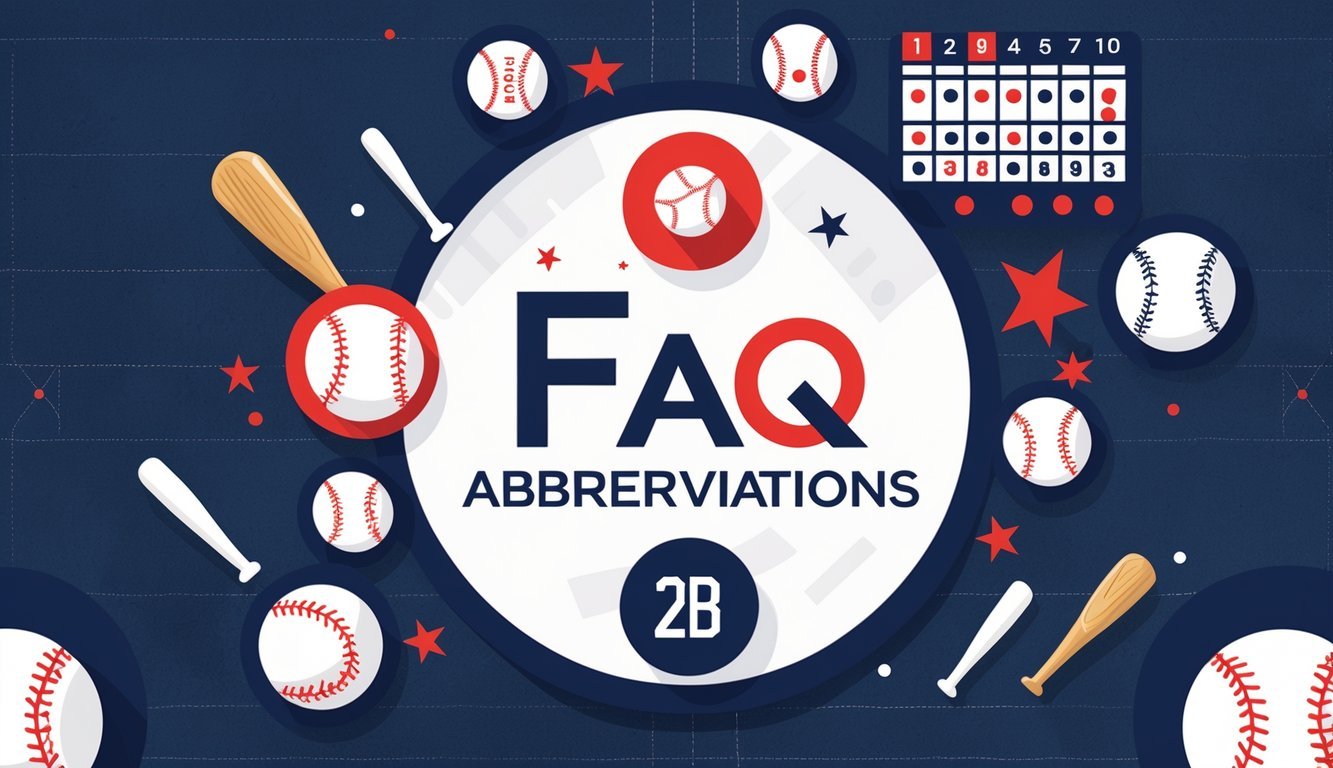 An infographic showing baseball icons and symbols representing different baseball statistics arranged around a baseball field background.