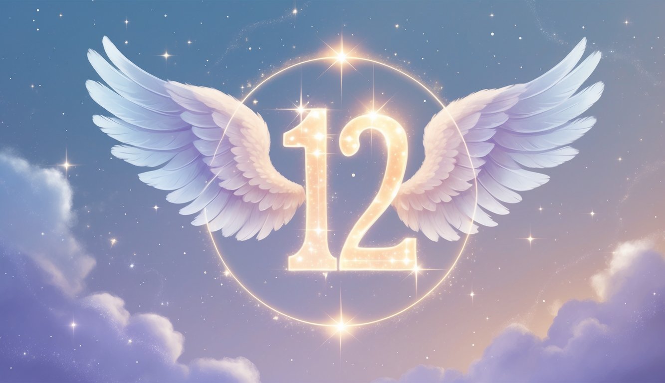 A glowing number 121 with translucent angel wings against a soft, starry sky background.