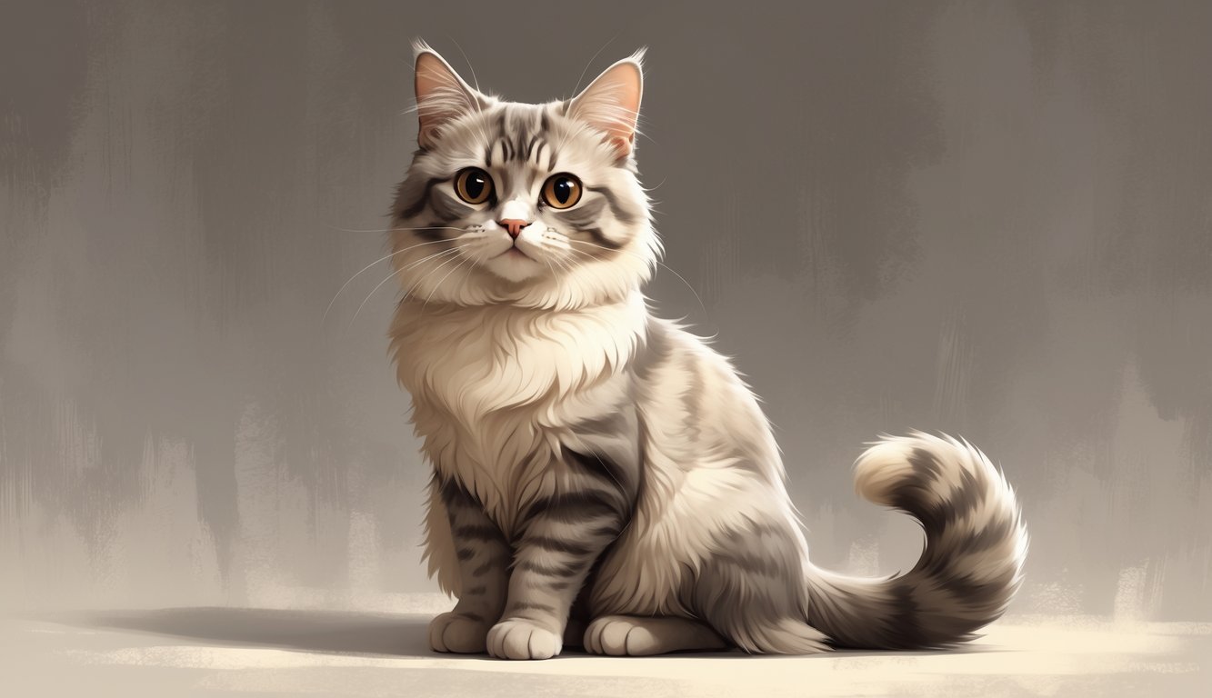 A Scottish Fold cat with folded ears sitting calmly, looking curiously forward with large round eyes.